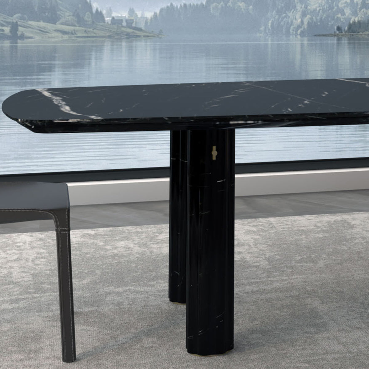 A2STONE Harmony Natural Marble Dining Table 419DT with sleek marble surface and modern wooden legs, perfect for contemporary dining rooms.