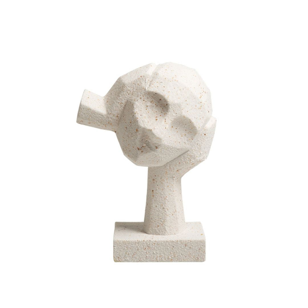 Resin head-holding ornament from BEACON home decor figurines collection, detailed artistic design and craftsmanship.