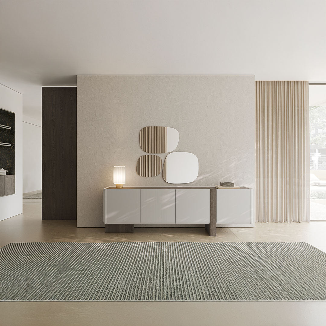 YOL LIVING HUGO sideboard with sleek wooden finish and modern design, featuring multiple storage drawers and cabinet doors.