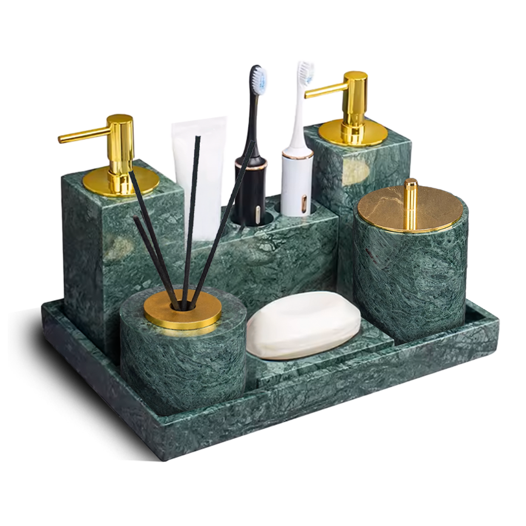 Indian Green Marble Circular Incense Dispenser (Bright Gold Accessory) KXP840C - Stick Diffusers - ebarza Furniture UAE | Shop Modern Furniture in Abu Dhabi & Dubai - مفروشات ايبازرا في الامارات | تسوق اثاث عصري وديكورات مميزة في دبي وابوظبي