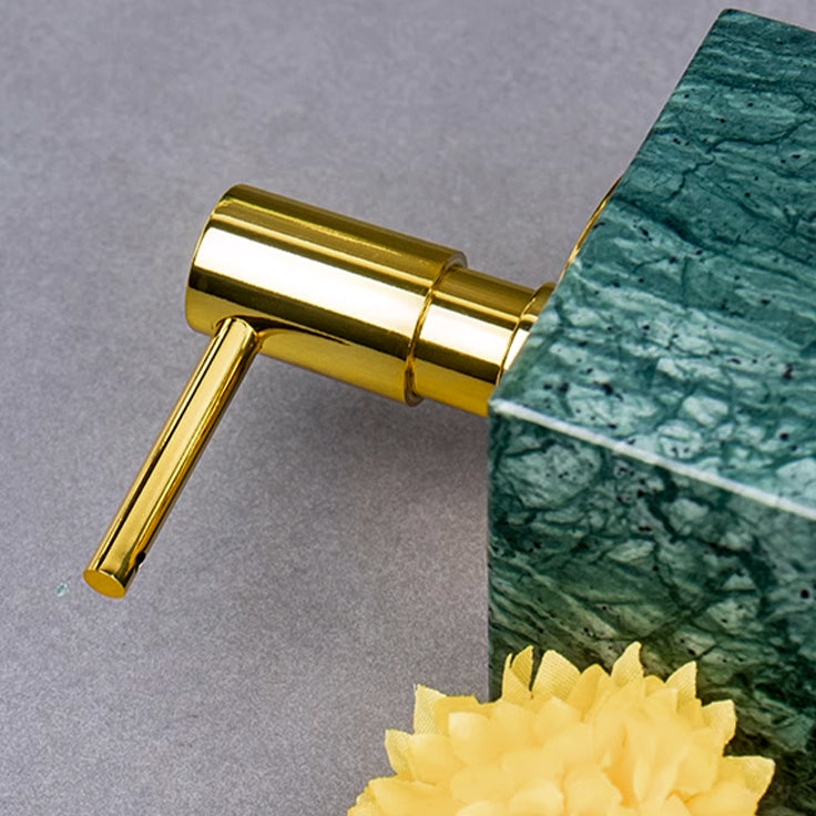 Indian Green Marble Square High Hand Sanitizer Bottle (Bright Gold Nozzle) SBK840-1 - Bathroom Accessories - ebarza Furniture UAE | Shop Modern Furniture in Abu Dhabi & Dubai - مفروشات ايبازرا في الامارات | تسوق اثاث عصري وديكورات مميزة في دبي وابوظبي