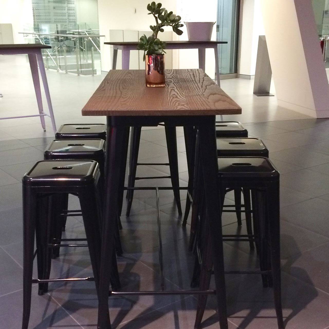Industrial Bar Table With Solid Wood Top 120 Cm Gt-413Wb - Bar Tables - ebarza Furniture UAE | Shop Modern Furniture in Abu Dhabi & Dubai - مفروشات ايبازرا في الامارات | تسوق اثاث عصري وديكورات مميزة في دبي وابوظبي