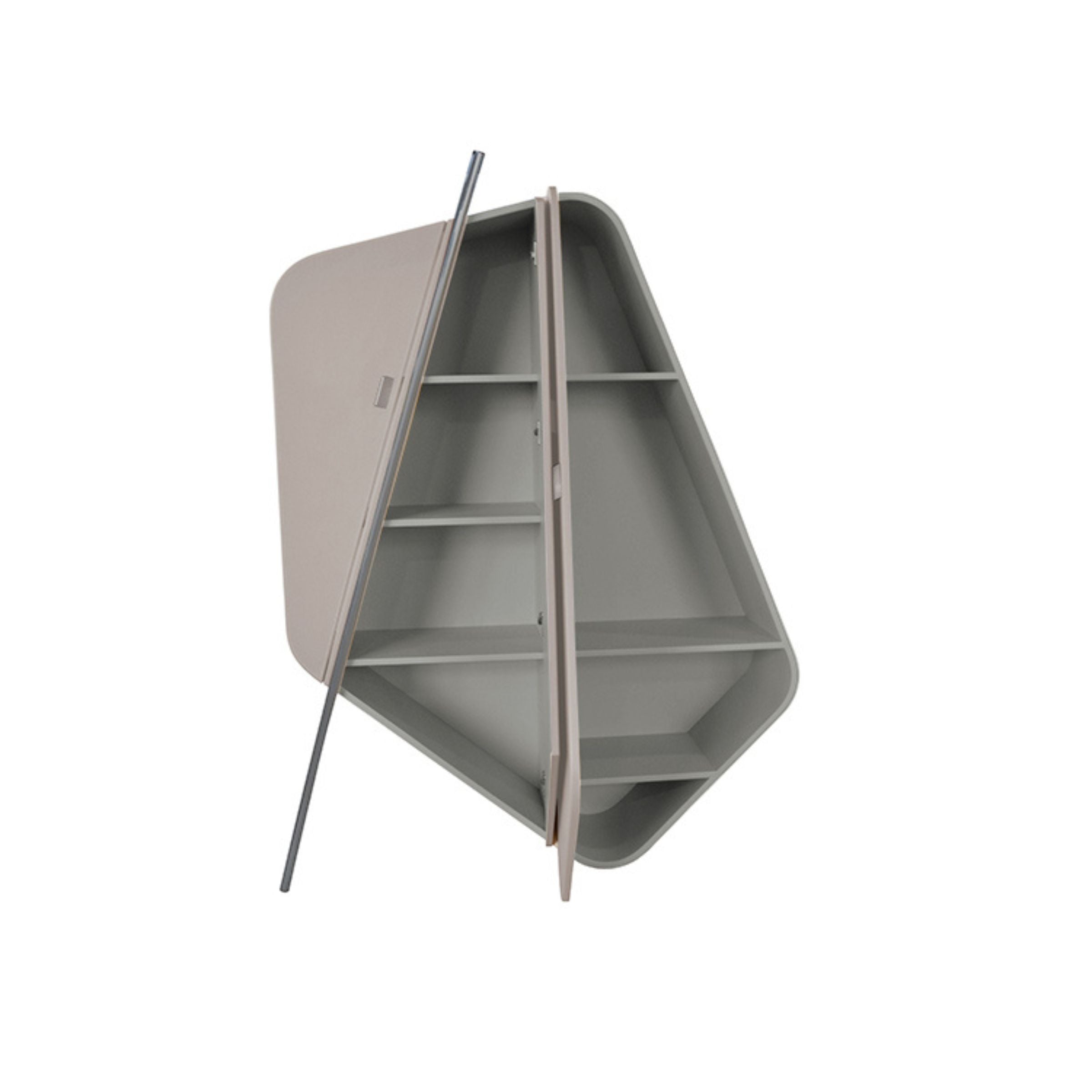 Irragular Shape Highboard / Sideboard Unit Mycroft Gray Saddle Leather and Stainless Steel MLL-T45 - Cabinets - ebarza Furniture UAE | Shop Modern Furniture in Abu Dhabi & Dubai - مفروشات ايبازرا في الامارات | تسوق اثاث عصري وديكورات مميزة في دبي وابوظبي