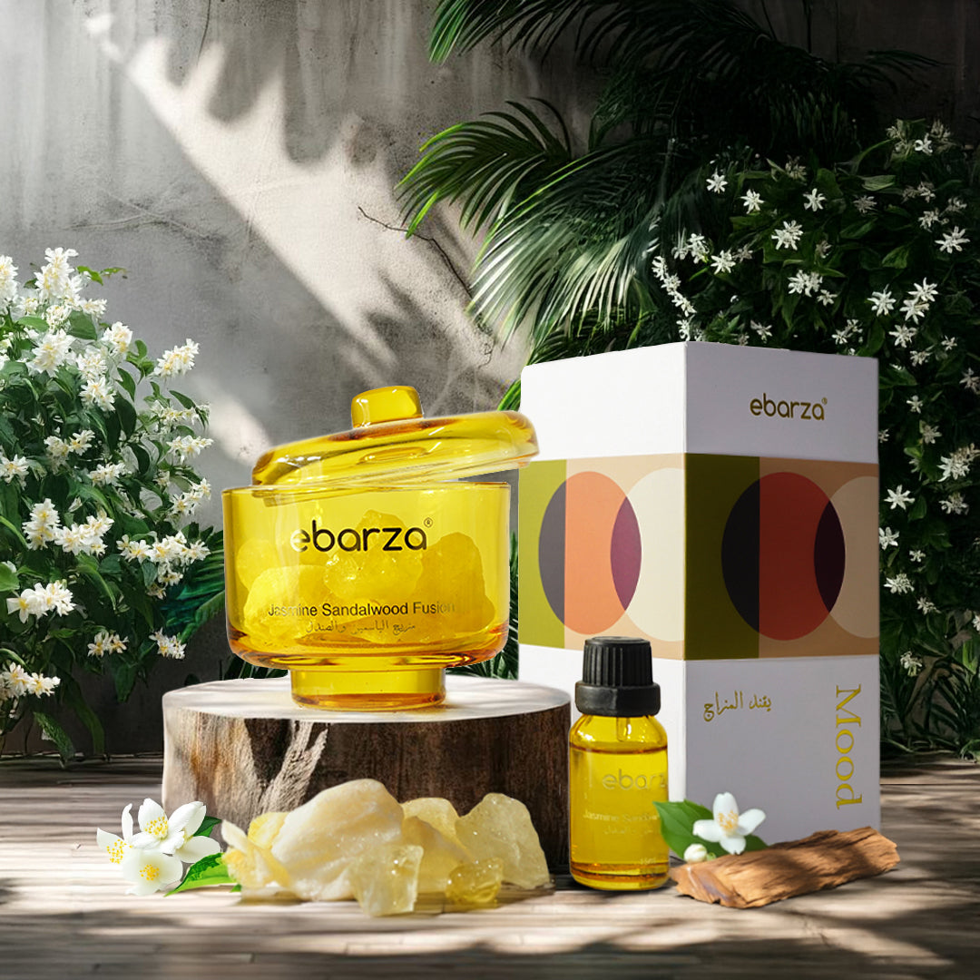 Jasmine and sandalwood fragrance oil in 15ml bottle with dropper, designed for stick diffusers, by M&SENSE.