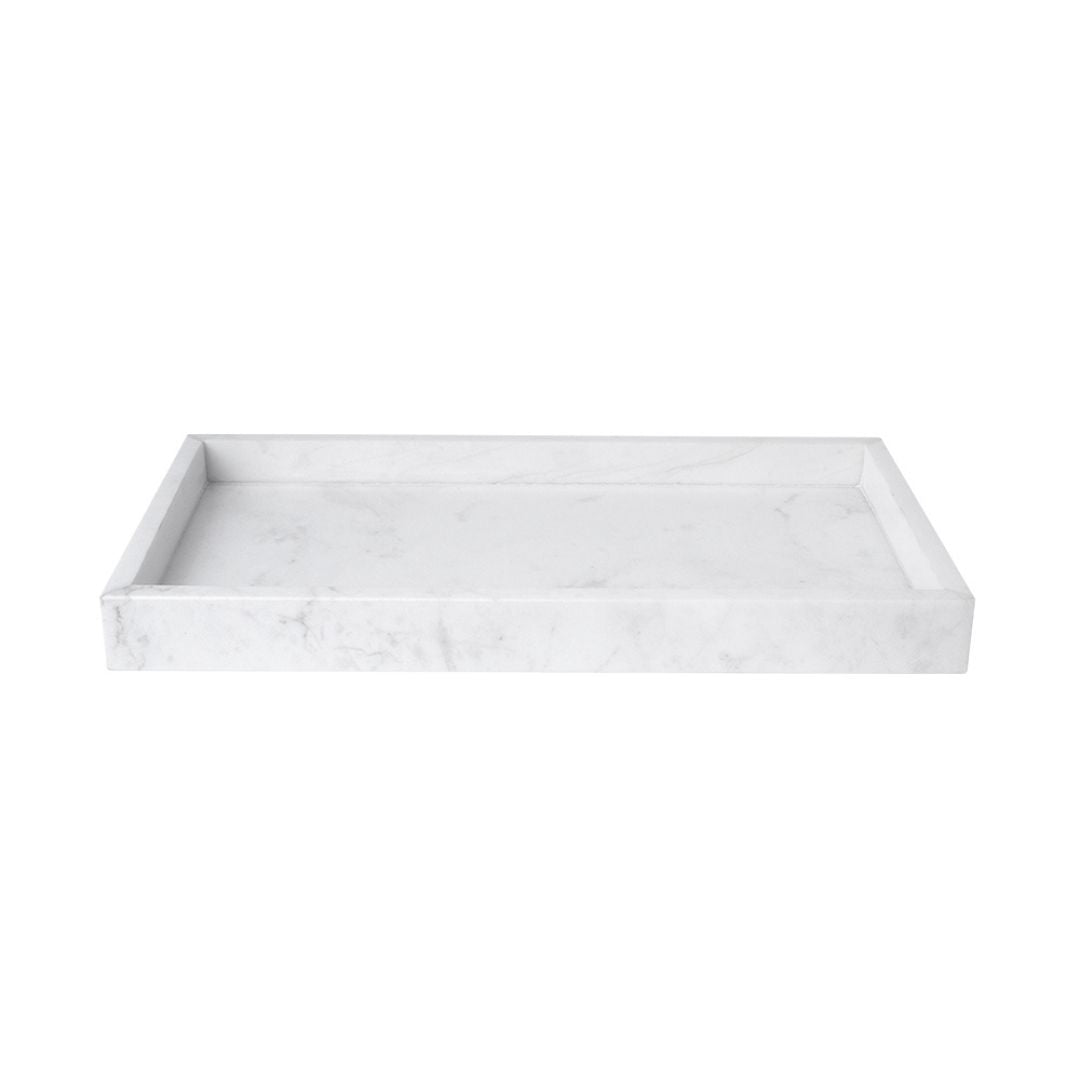 Jazz white marble rectangular tray by BEACON, featuring elegant marble with a smooth surface and rectangular shape.