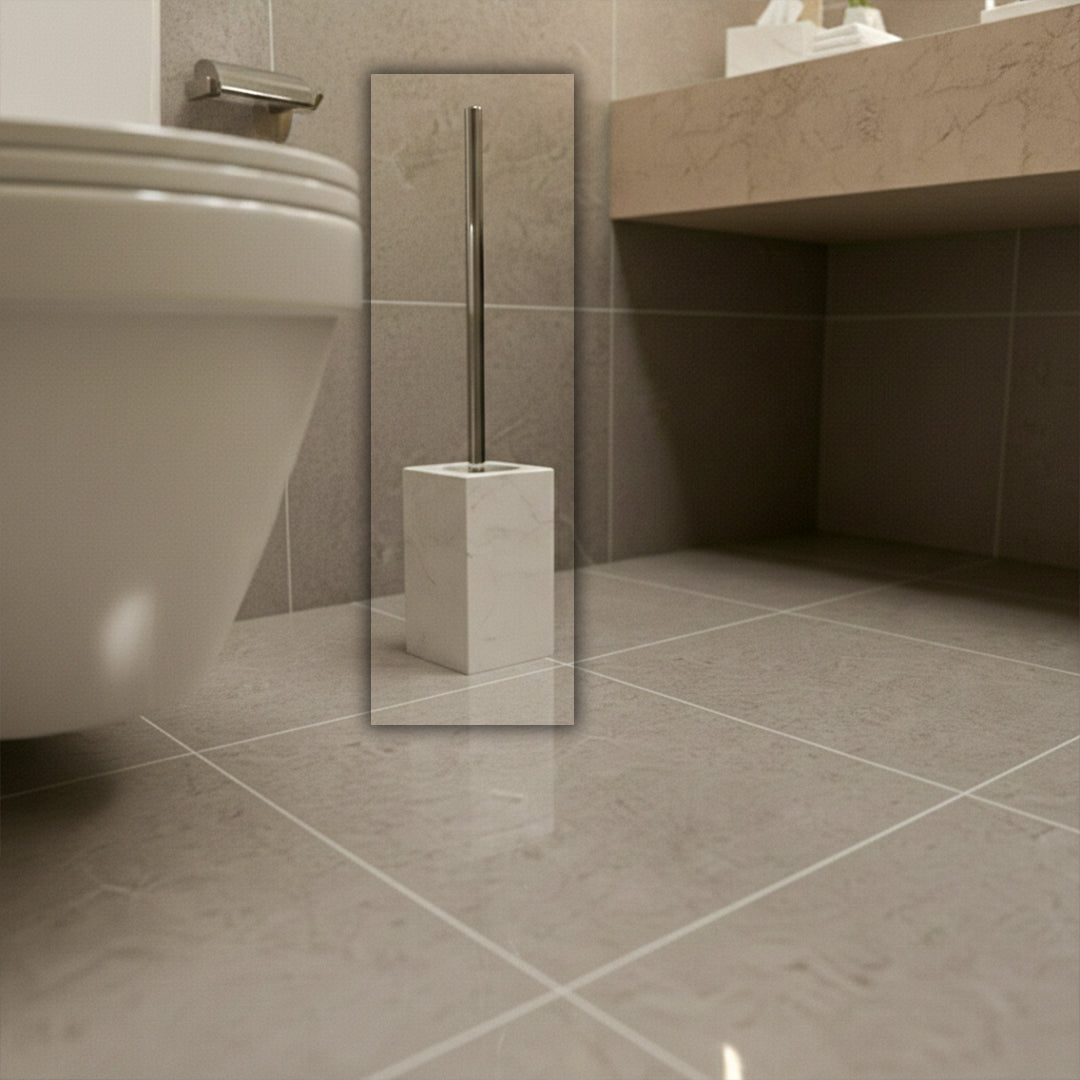 Jazz white marble square toilet brush by BEACON, bathroom accessory with sleek white marble design and square shape.