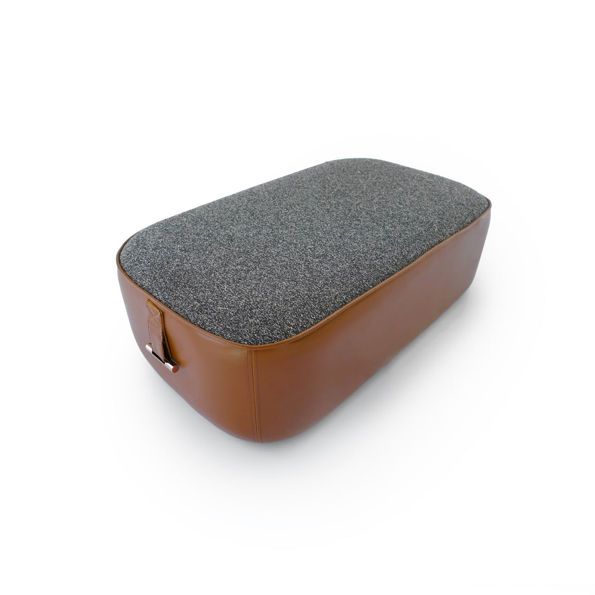 Brown rectangle Joker side pouf by TOGO HOME STYLE, showing its soft fabric upholstery and compact design.