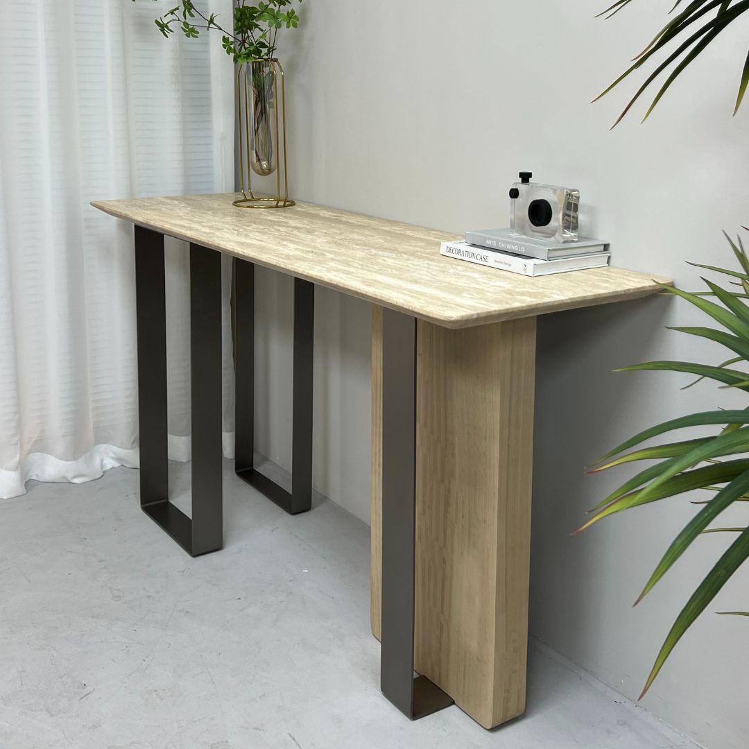 Jura Console/Sideboard Travertine Top 160cm Tg-488 / MLL-C09 - Consoles - ebarza Furniture UAE | Shop Modern Furniture in Abu Dhabi & Dubai - مفروشات ايبازرا في الامارات | تسوق اثاث عصري وديكورات مميزة في دبي وابوظبي