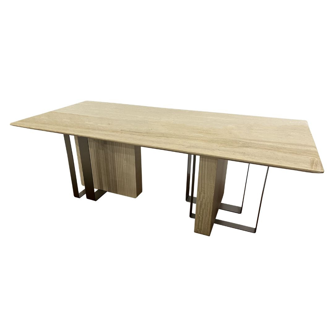 Jura Rectangular Table Travertine Top 220cm MLL-C10 / TG-488 - Dining Tables - ebarza Furniture UAE | Shop Modern Furniture in Abu Dhabi & Dubai - مفروشات ايبازرا في الامارات | تسوق اثاث عصري وديكورات مميزة في دبي وابوظبي