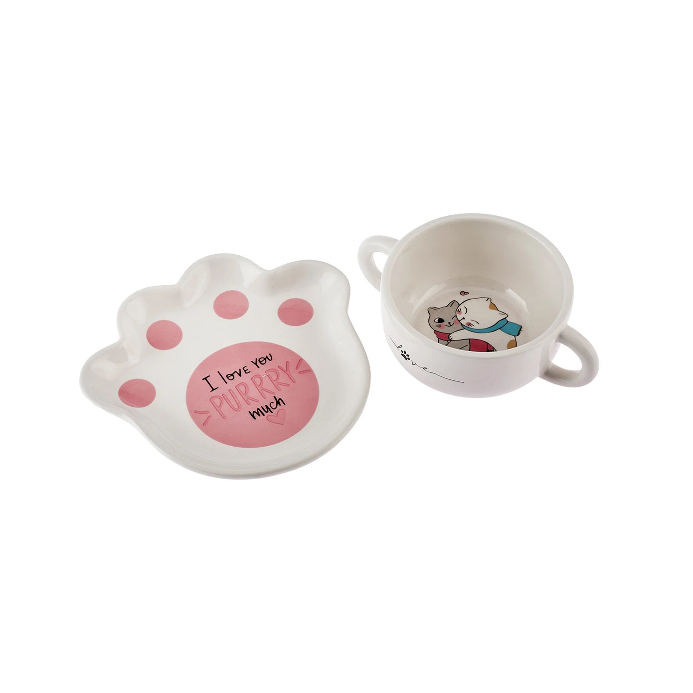 Karaca Cat Plate Bowl Food Set 153.03.05.0290 - Bowls - ebarza Furniture UAE | Shop Modern Furniture in Abu Dhabi & Dubai - مفروشات ايبازرا في الامارات | تسوق اثاث عصري وديكورات مميزة في دبي وابوظبي