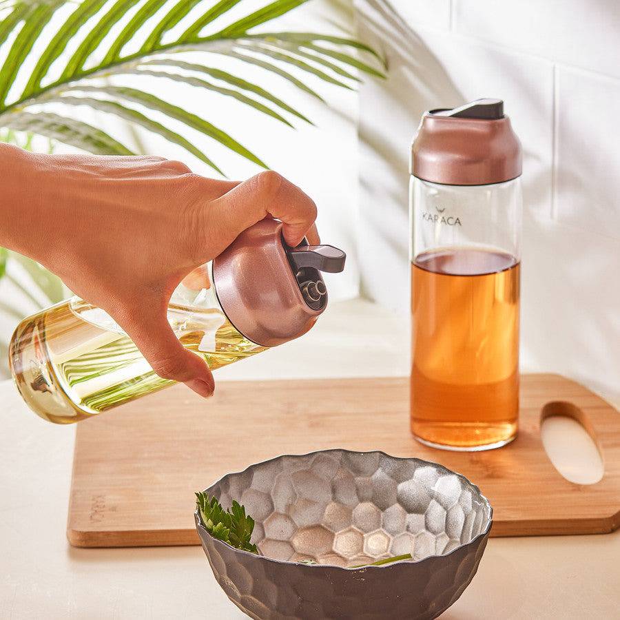 Karaca Dimple Rosegold Oil Vinegar 153.03.06.1679 - Spice Sets - ebarza Furniture UAE | Shop Modern Furniture in Abu Dhabi & Dubai - مفروشات ايبازرا في الامارات | تسوق اثاث عصري وديكورات مميزة في دبي وابوظبي