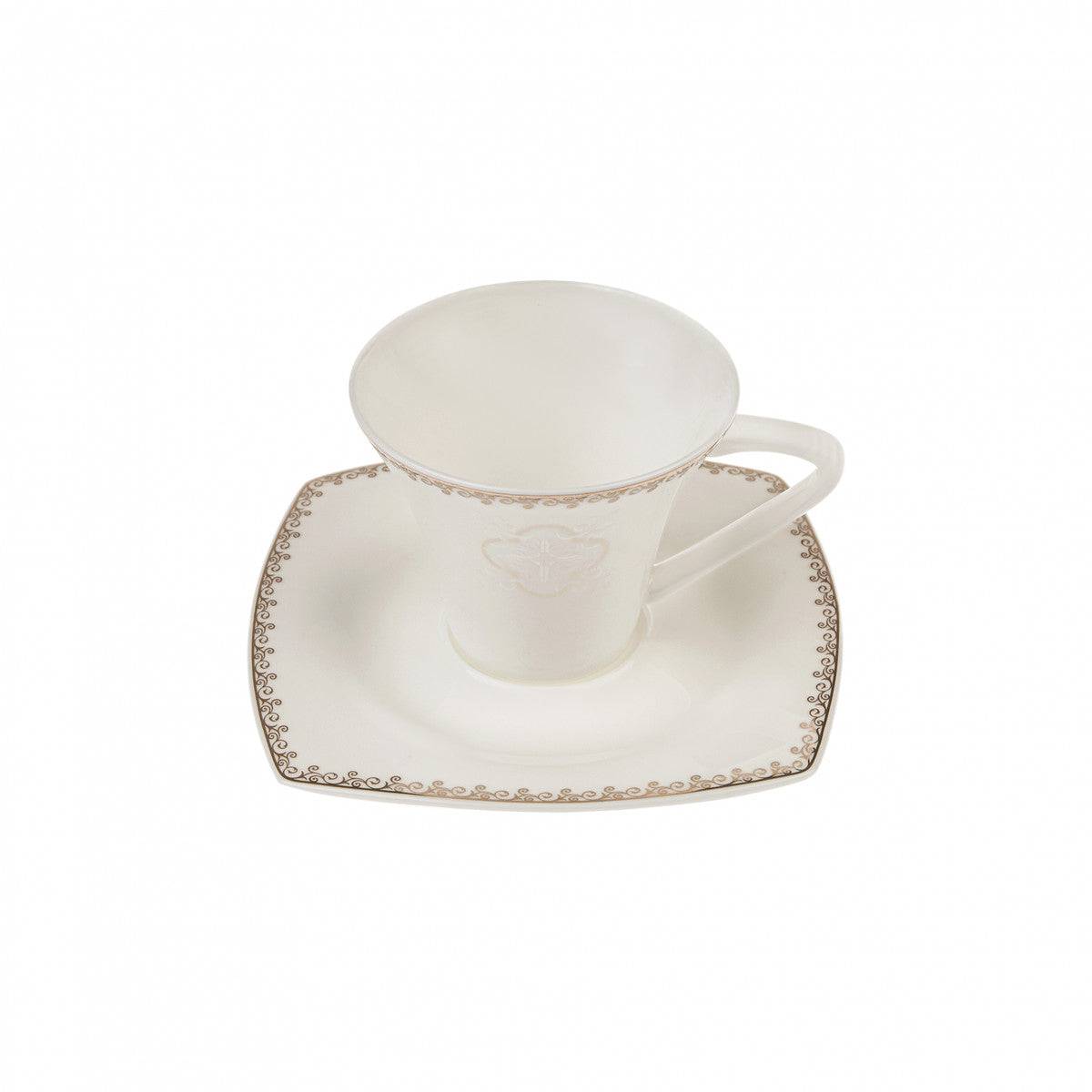 Karaca Fine Pearl Contour 26-piece dinnerware set for six persons, including plates, bowls, and cups arranged on a table.