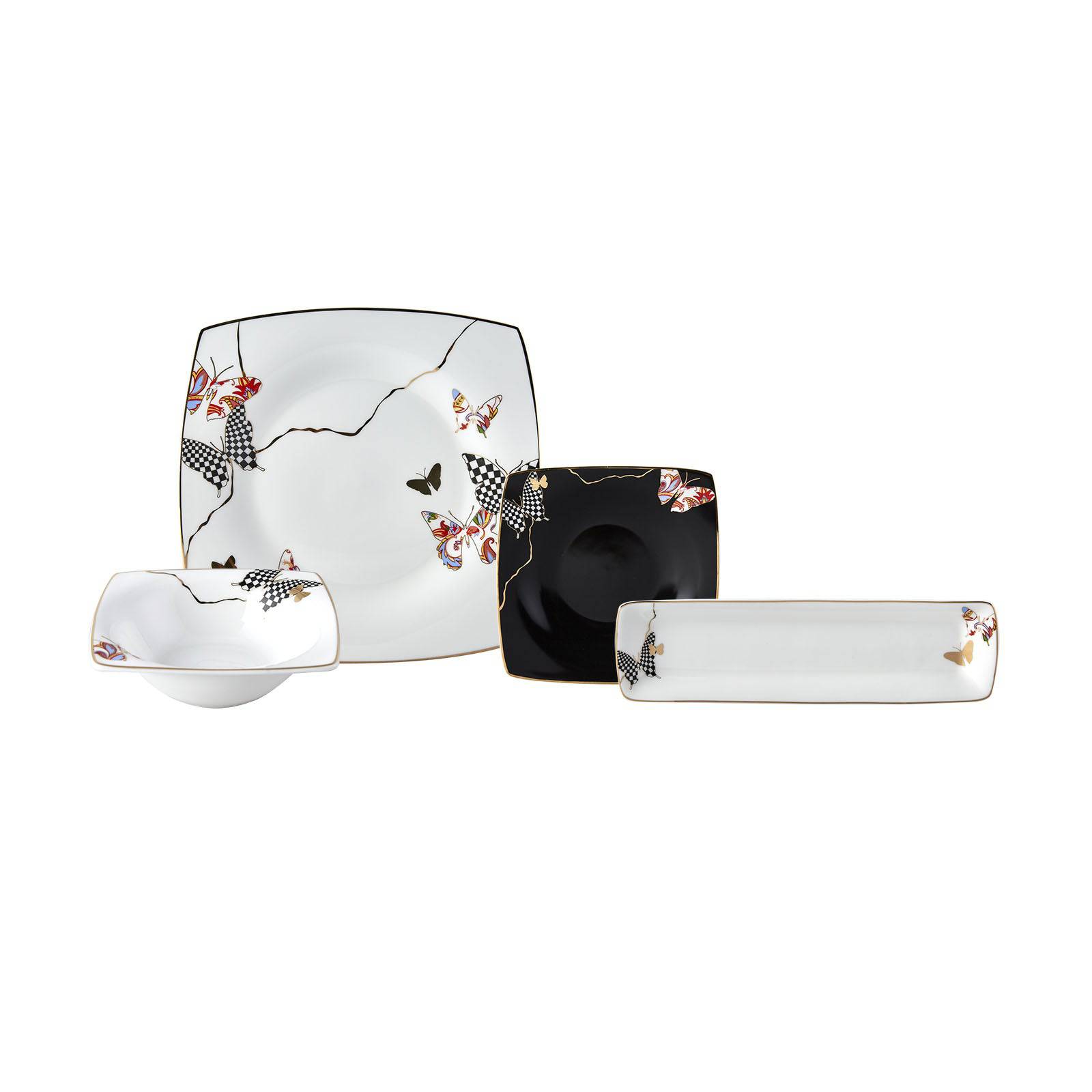 Karaca Fine Pearl Unique 14 Pieces Square Breakfast Set For 6 People 153.03.07.8706 - Dinnerware Sets - ebarza Furniture UAE | Shop Modern Furniture in Abu Dhabi & Dubai - مفروشات ايبازرا في الامارات | تسوق اثاث عصري وديكورات مميزة في دبي وابوظبي