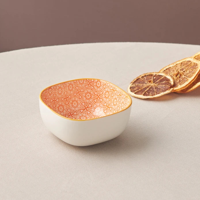 Karaca Floral Orange Square Snack Bowl 10 cm 153.03.08.2981 - Bowls - ebarza Furniture UAE | Shop Modern Furniture in Abu Dhabi & Dubai - مفروشات ايبازرا في الامارات | تسوق اثاث عصري وديكورات مميزة في دبي وابوظبي