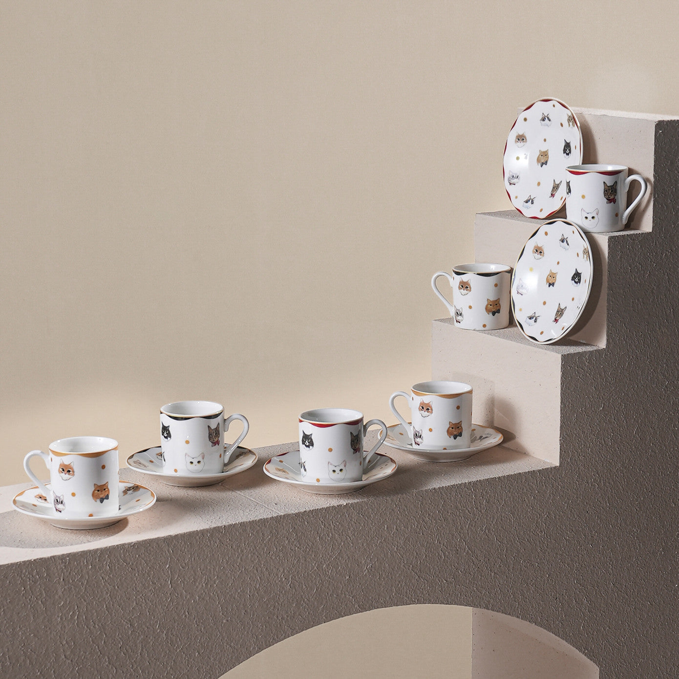 Karaca Gato Coffee Cup Set of 6 People 80 ml 153.03.06.8749 - Coffee Sets - ebarza Furniture UAE | Shop Modern Furniture in Abu Dhabi & Dubai - مفروشات ايبازرا في الامارات | تسوق اثاث عصري وديكورات مميزة في دبي وابوظبي