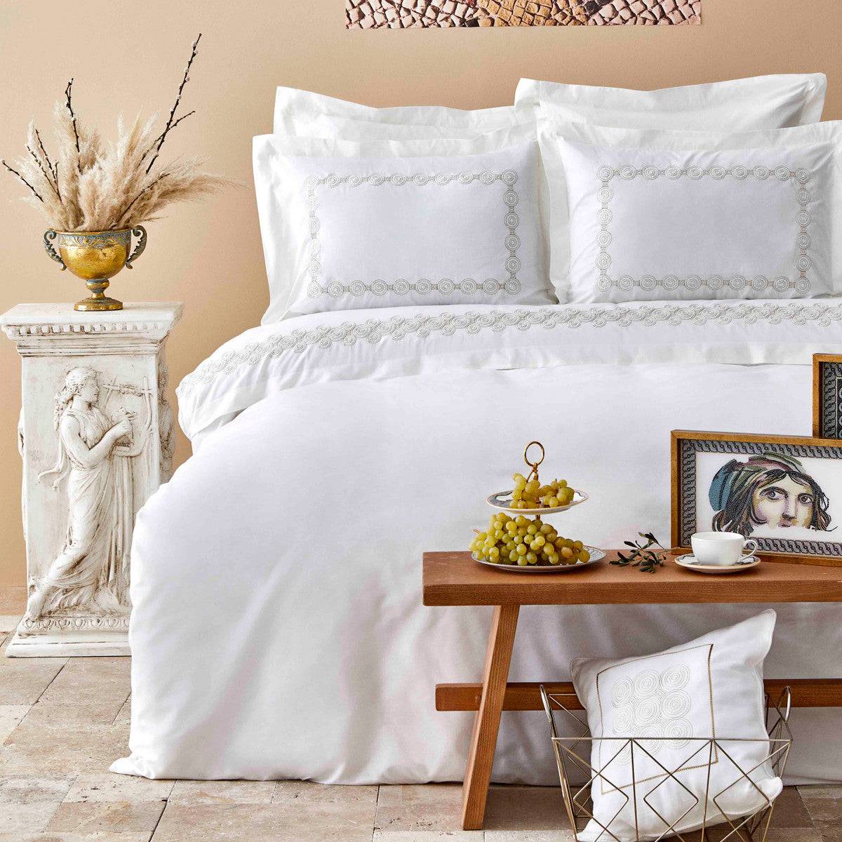 Karaca Home Atlas Gold Cotton Embroidered Double Duvet Cover Set 200.18.01.0243 - Bedding - ebarza Furniture UAE | Shop Modern Furniture in Abu Dhabi & Dubai - مفروشات ايبازرا في الامارات | تسوق اثاث عصري وديكورات مميزة في دبي وابوظبي
