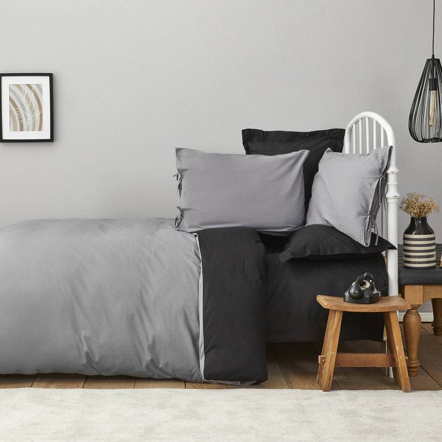 Karaca Home Basic Black Dark Gray 100% Cotton Double Sided Double Duvet Cover Set 200.18.01.0728 - Bedding - ebarza Furniture UAE | Shop Modern Furniture in Abu Dhabi & Dubai - مفروشات ايبازرا في الامارات | تسوق اثاث عصري وديكورات مميزة في دبي وابوظبي