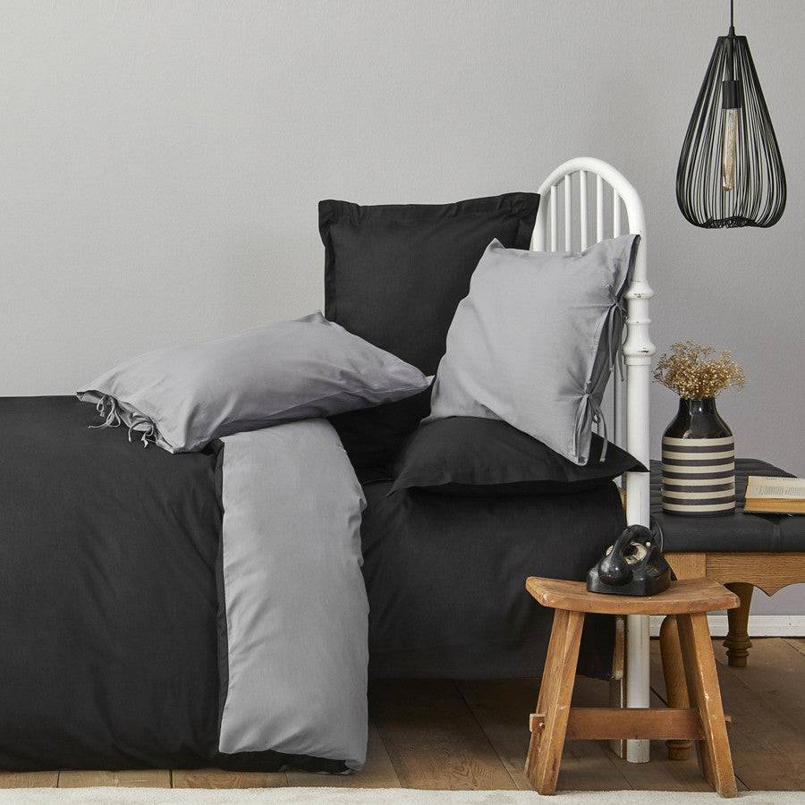 Karaca Home Basic Black Dark Gray 100% Cotton Double Sided Double Duvet Cover Set 200.18.01.0728 - Bedding - ebarza Furniture UAE | Shop Modern Furniture in Abu Dhabi & Dubai - مفروشات ايبازرا في الامارات | تسوق اثاث عصري وديكورات مميزة في دبي وابوظبي