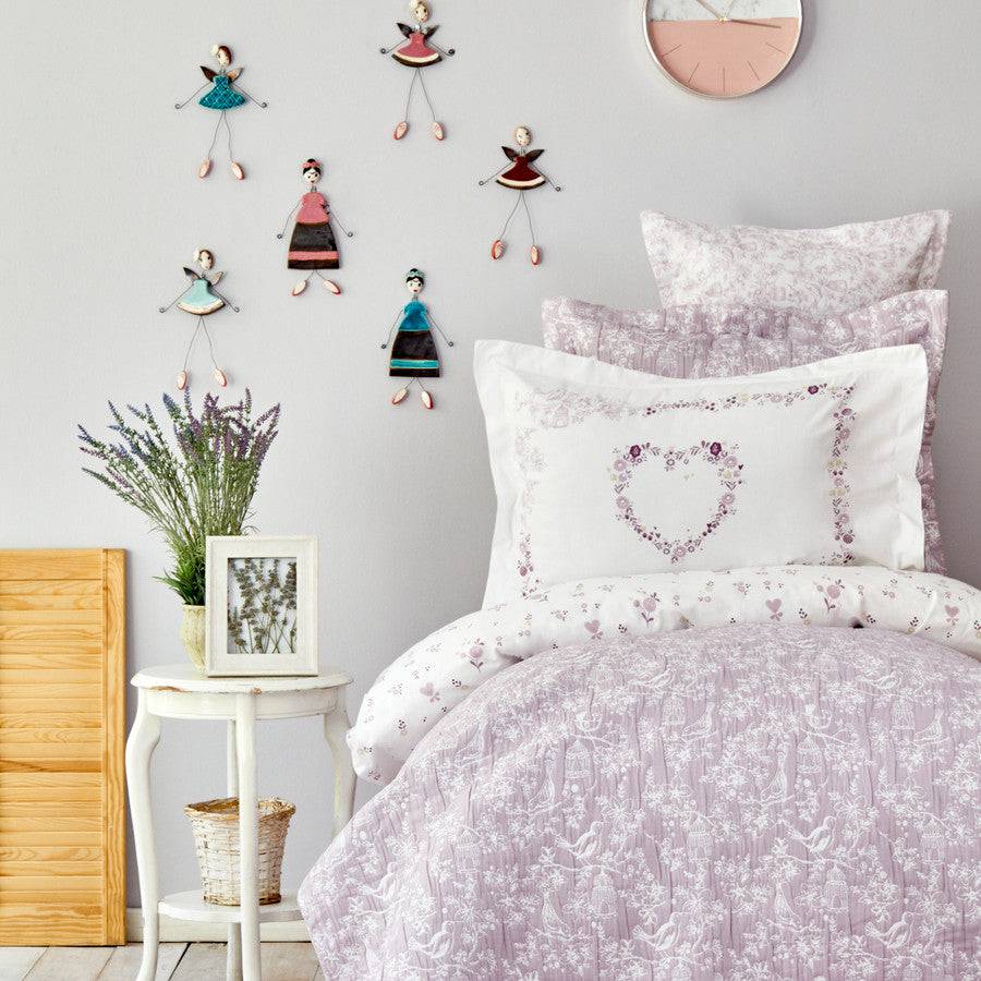 Karaca Home Birdy Lilac 100% Cotton Single Young Duvet Cover Set 200.17.01.0322 - Bedding - ebarza Furniture UAE | Shop Modern Furniture in Abu Dhabi & Dubai - مفروشات ايبازرا في الامارات | تسوق اثاث عصري وديكورات مميزة في دبي وابوظبي