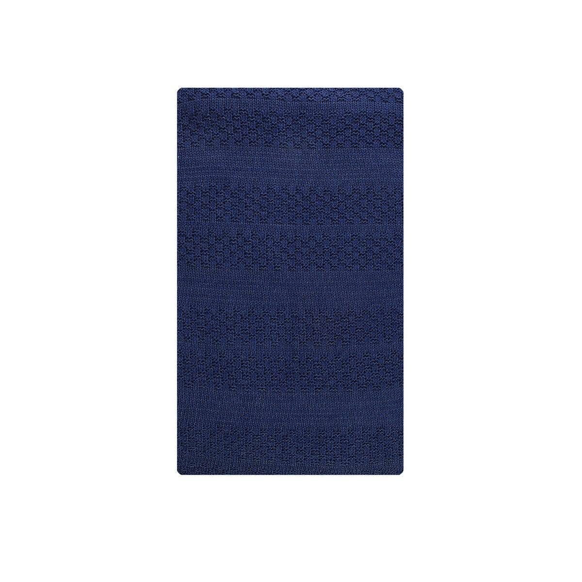 Navy blue Karaca Home Charm Bold double knit blanket with textured pattern, cozy and stylish for bedroom or sofa use.
