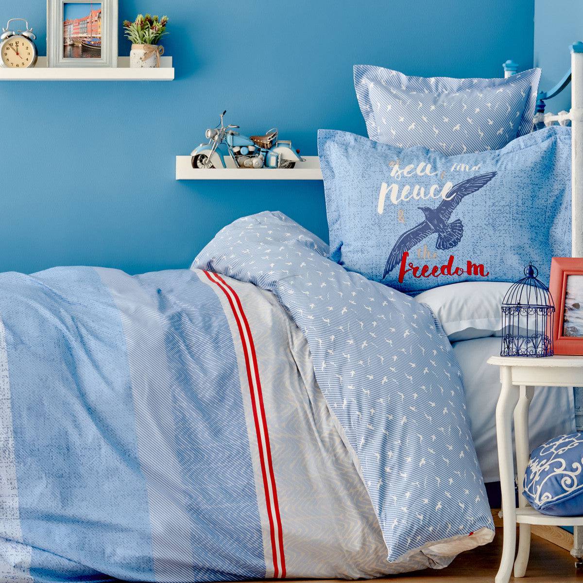 Karaca Home Freedom Young single duvet cover set in stylish fabric, featuring a modern design for cozy bedding.