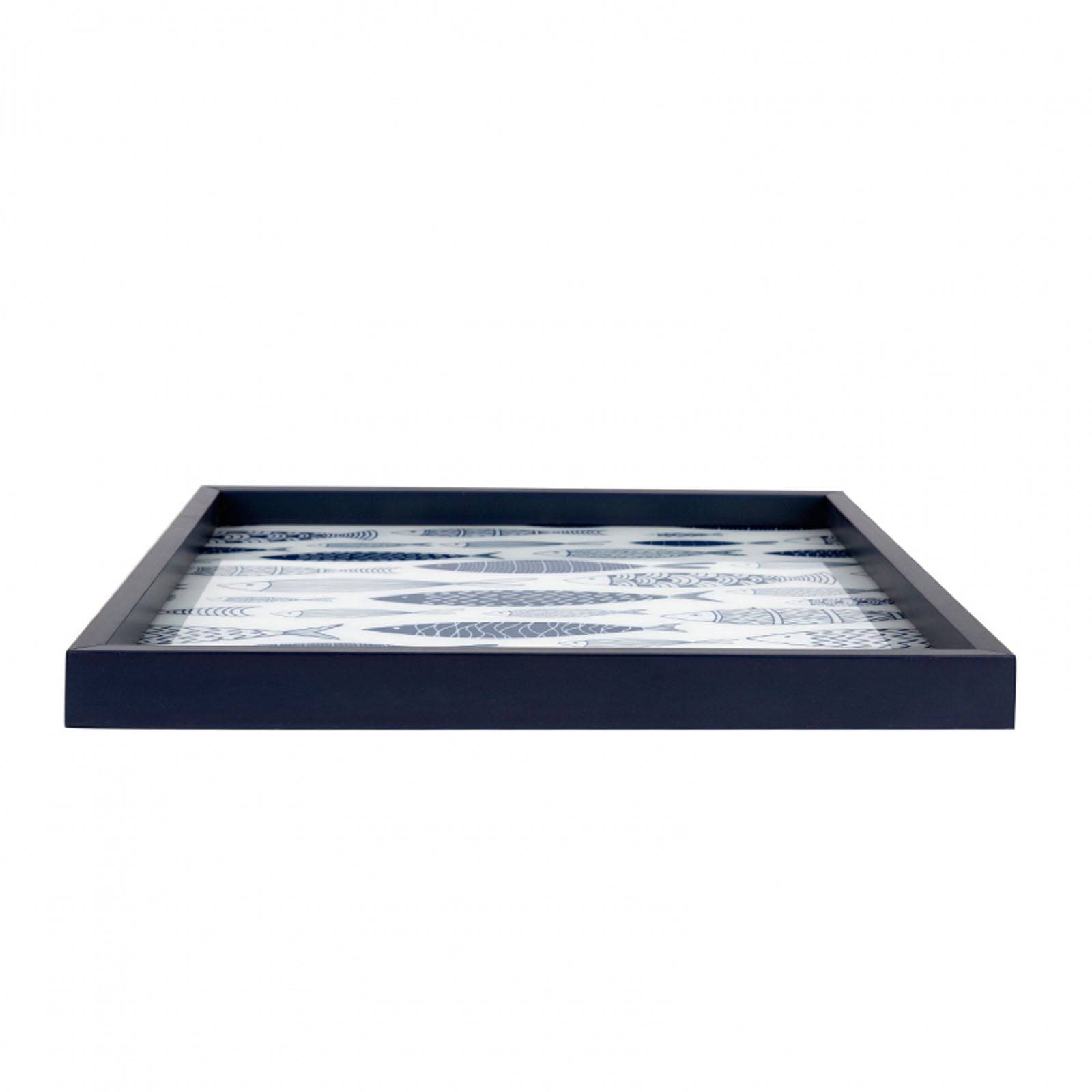 Karaca Home Nanza Dark Blue Fish Square Tray 40X40 Cm 300.19.02.355 - Trays - ebarza Furniture UAE | Shop Modern Furniture in Abu Dhabi & Dubai - مفروشات ايبازرا في الامارات | تسوق اثاث عصري وديكورات مميزة في دبي وابوظبي