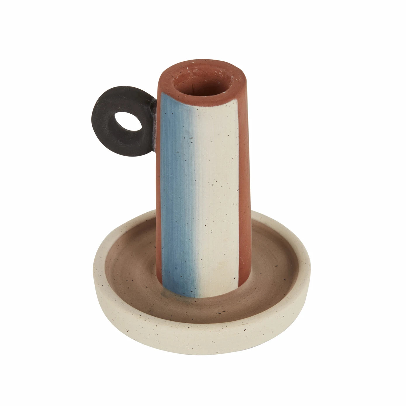 Brown Karaca Home Simple Candlestick, 9.6 cm tall, elegant candle holder with a sleek design and smooth finish.