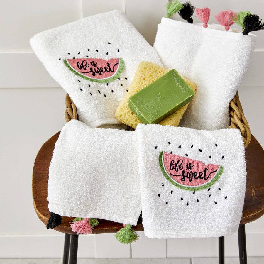 Karaca Home Watermelon 4 Piece Embroidered Towel Set 200.19.01.0288 - Towels - ebarza Furniture UAE | Shop Modern Furniture in Abu Dhabi & Dubai - مفروشات ايبازرا في الامارات | تسوق اثاث عصري وديكورات مميزة في دبي وابوظبي