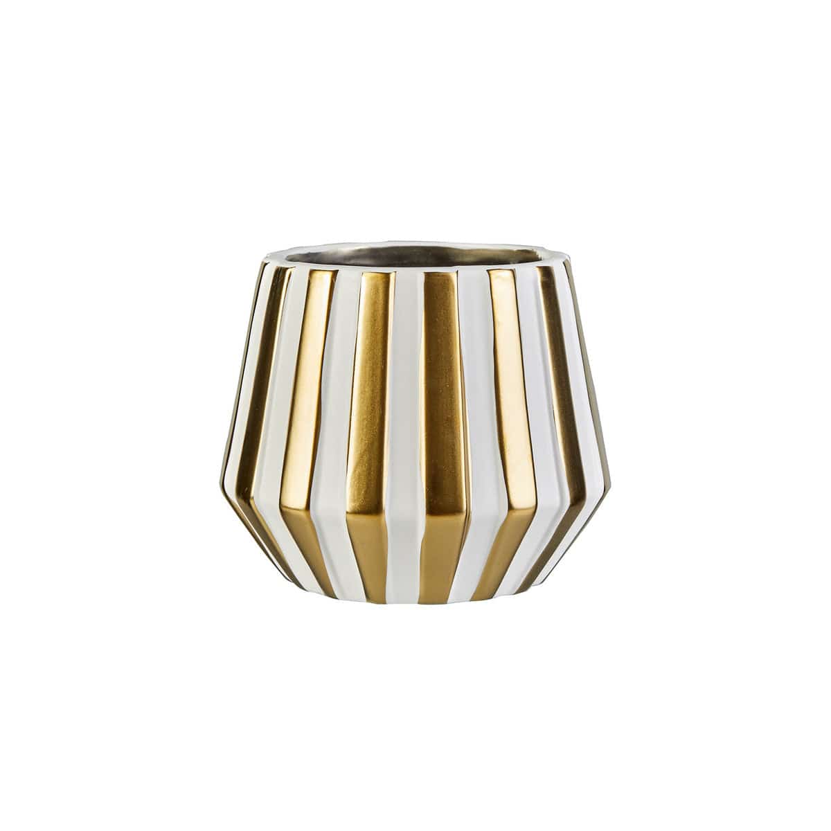 Karaca Nature White Gold Vase 12X12X10 Cm 153.20.01.0220 - Vases - ebarza Furniture UAE | Shop Modern Furniture in Abu Dhabi & Dubai - مفروشات ايبازرا في الامارات | تسوق اثاث عصري وديكورات مميزة في دبي وابوظبي