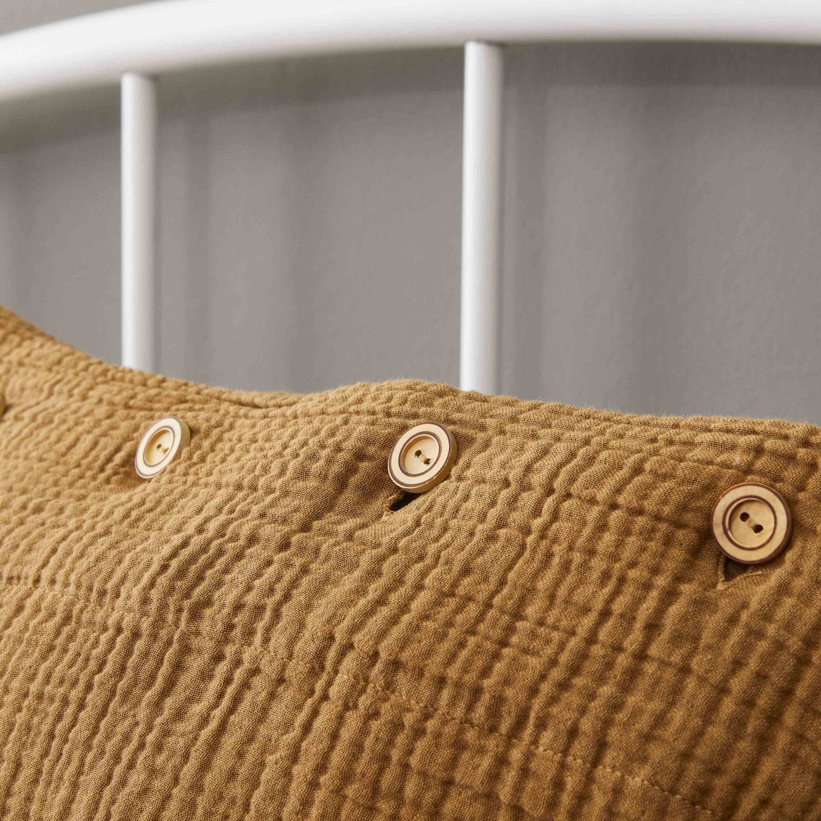 Karaca Nautica Home Bow Mustard Double-Sided Single Muslin Bedspread Set 180.01.01.0432 - Bedding - ebarza Furniture UAE | Shop Modern Furniture in Abu Dhabi & Dubai - مفروشات ايبازرا في الامارات | تسوق اثاث عصري وديكورات مميزة في دبي وابوظبي