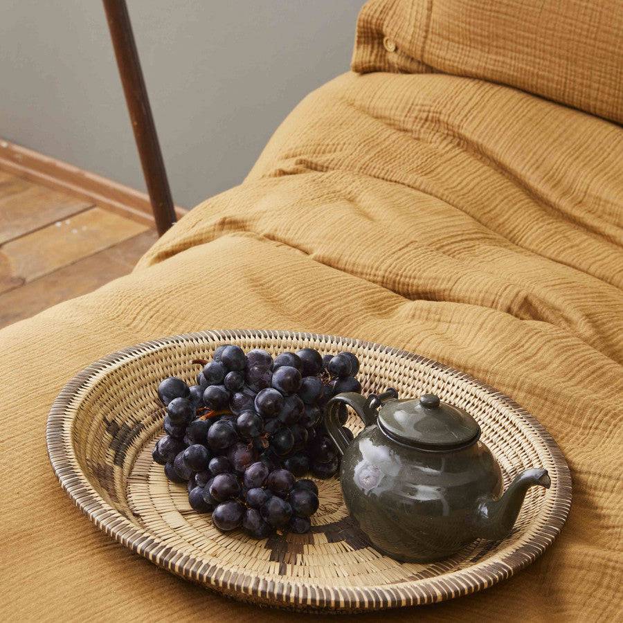 Karaca Nautica Home Bow Mustard Double-Sided Single Muslin Bedspread Set 180.01.01.0432 - Bedding - ebarza Furniture UAE | Shop Modern Furniture in Abu Dhabi & Dubai - مفروشات ايبازرا في الامارات | تسوق اثاث عصري وديكورات مميزة في دبي وابوظبي
