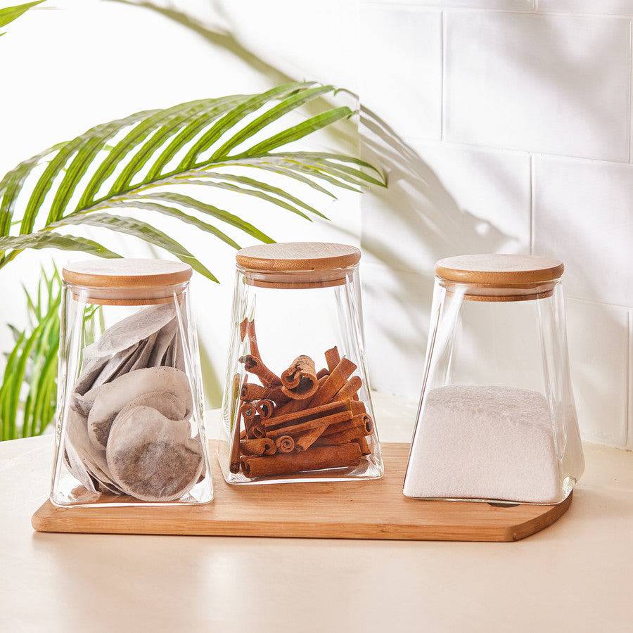 Karaca Pyramid 3 Piece Storage Container- Large 153.03.06.1970 - Spice Sets - ebarza Furniture UAE | Shop Modern Furniture in Abu Dhabi & Dubai - مفروشات ايبازرا في الامارات | تسوق اثاث عصري وديكورات مميزة في دبي وابوظبي