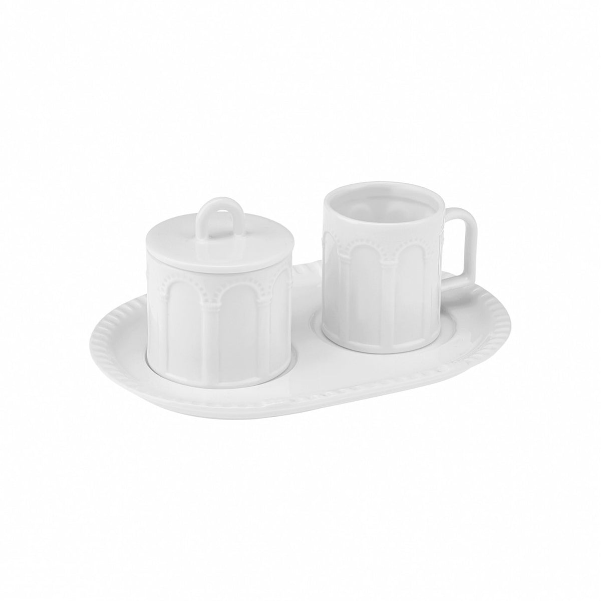 Karaca X İst Collection Column Turkish Delight coffee cup from a stylish coffee set, featuring intricate design and elegant shape.