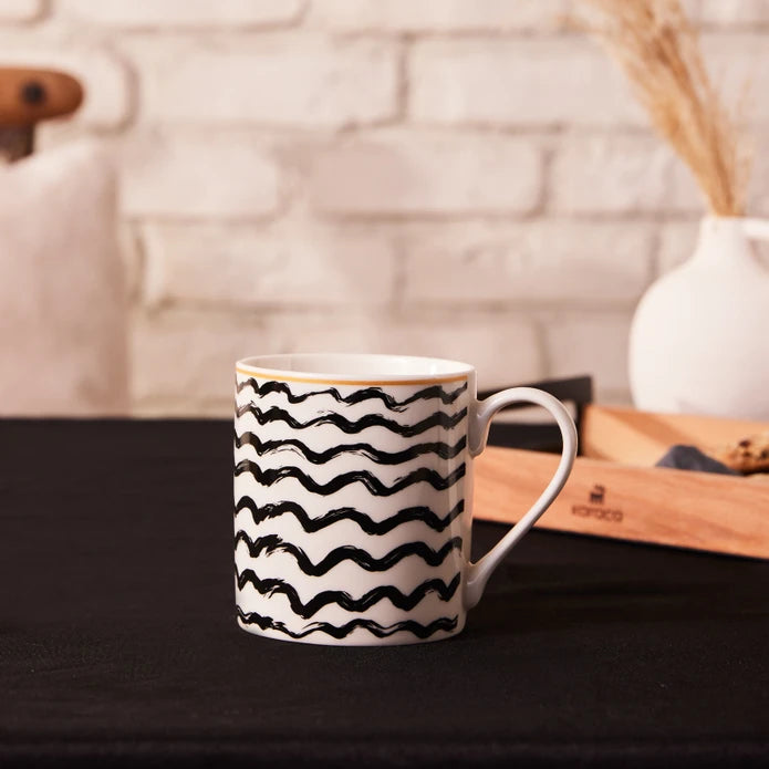 Karaca Zigzag Mug 360 Ml Black 153.09.01.2791 - Mugs - ebarza Furniture UAE | Shop Modern Furniture in Abu Dhabi & Dubai - مفروشات ايبازرا في الامارات | تسوق اثاث عصري وديكورات مميزة في دبي وابوظبي