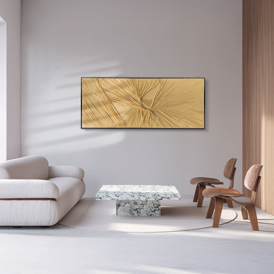 Hand-painted fabric art painting featuring knot design in yellow, measuring 80x200cm by BEACON, part of the Knots collection.