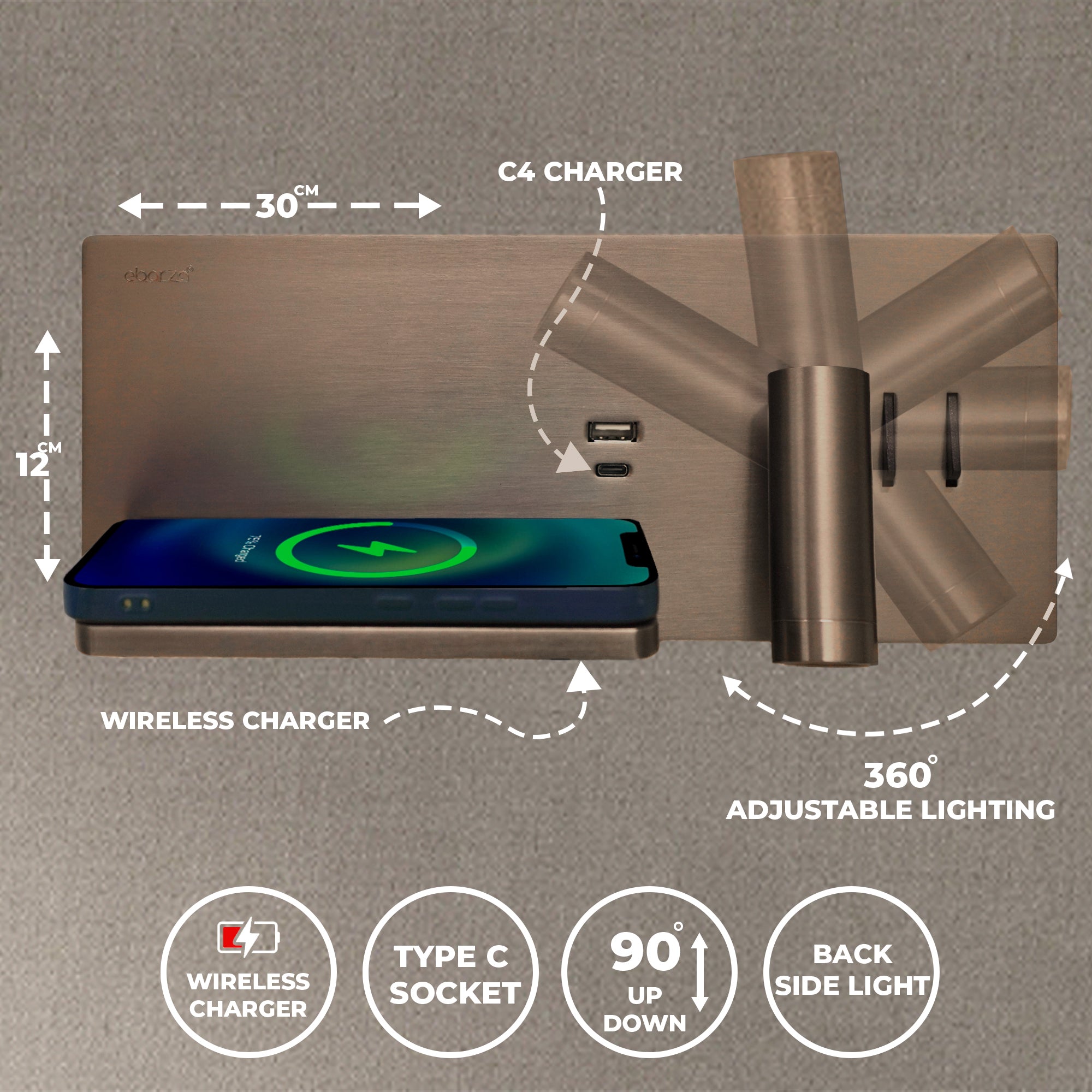 Kross Hotel Style Wall Reading Lamp by BEACON, wall-mounted design with adjustable arm for focused lighting.