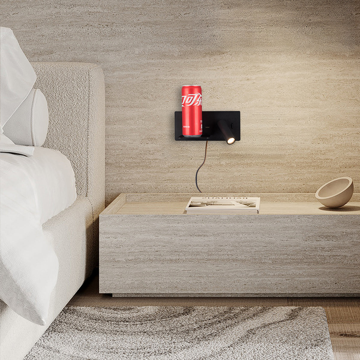 BEACON wall lamp with hotel-style headboard design, blue finish, wall-mounted reading light for bedroom decor.