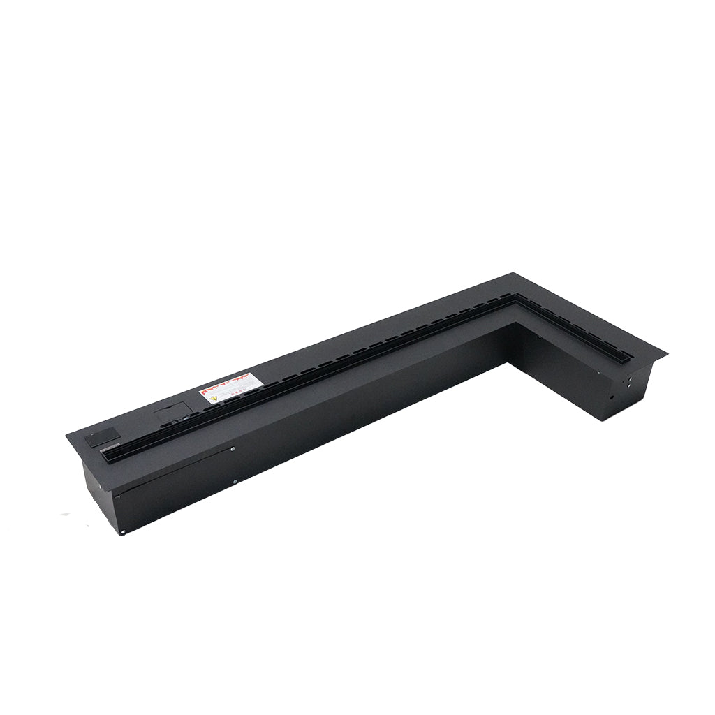 L-shaped BEACON electric fireplace with 3D mist water vapor effect, front view, 60cm wide, decorative and modern design.