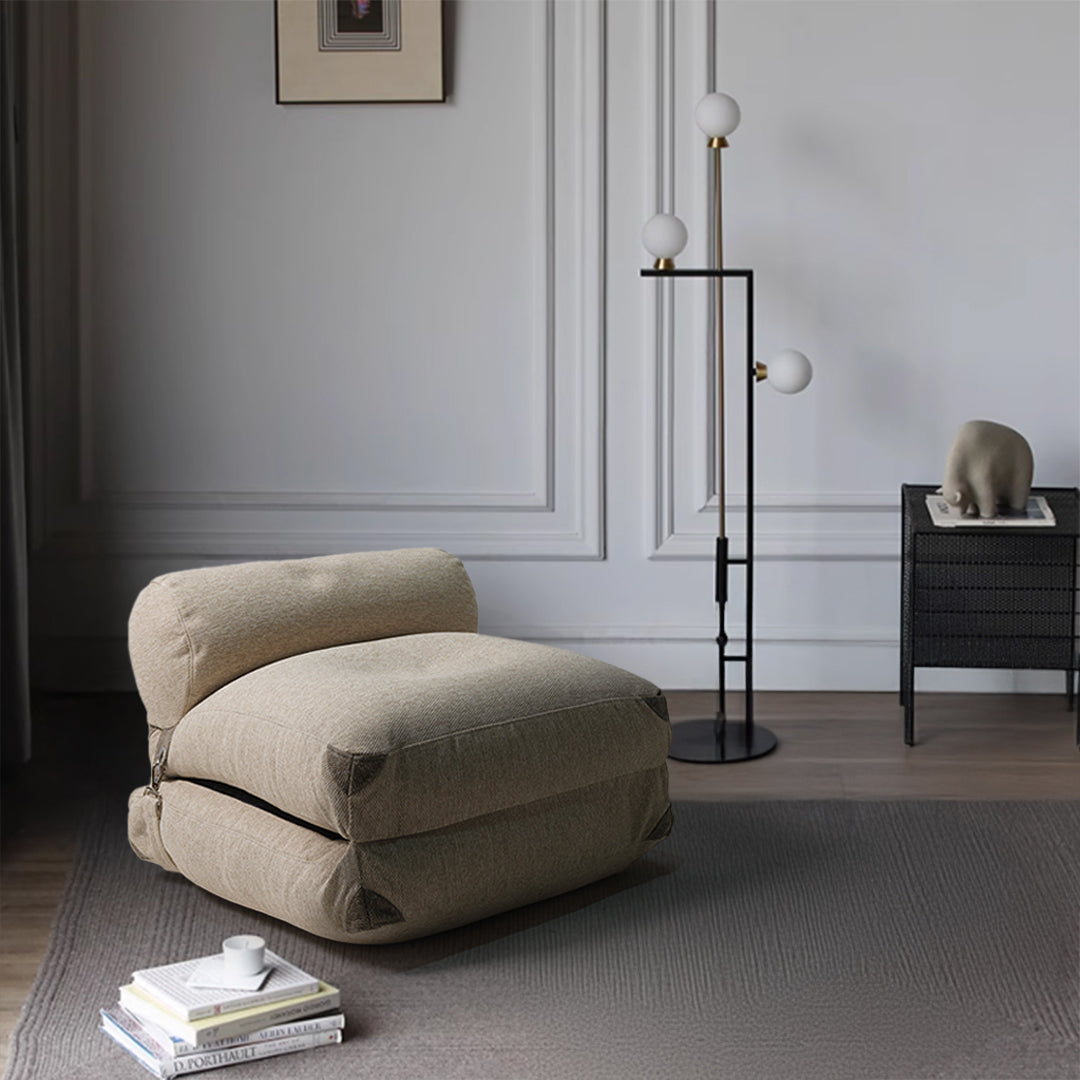Brown and beige Sunproof Olefin bean bag by BEACON, comfortable outdoor seating with durable fabric.