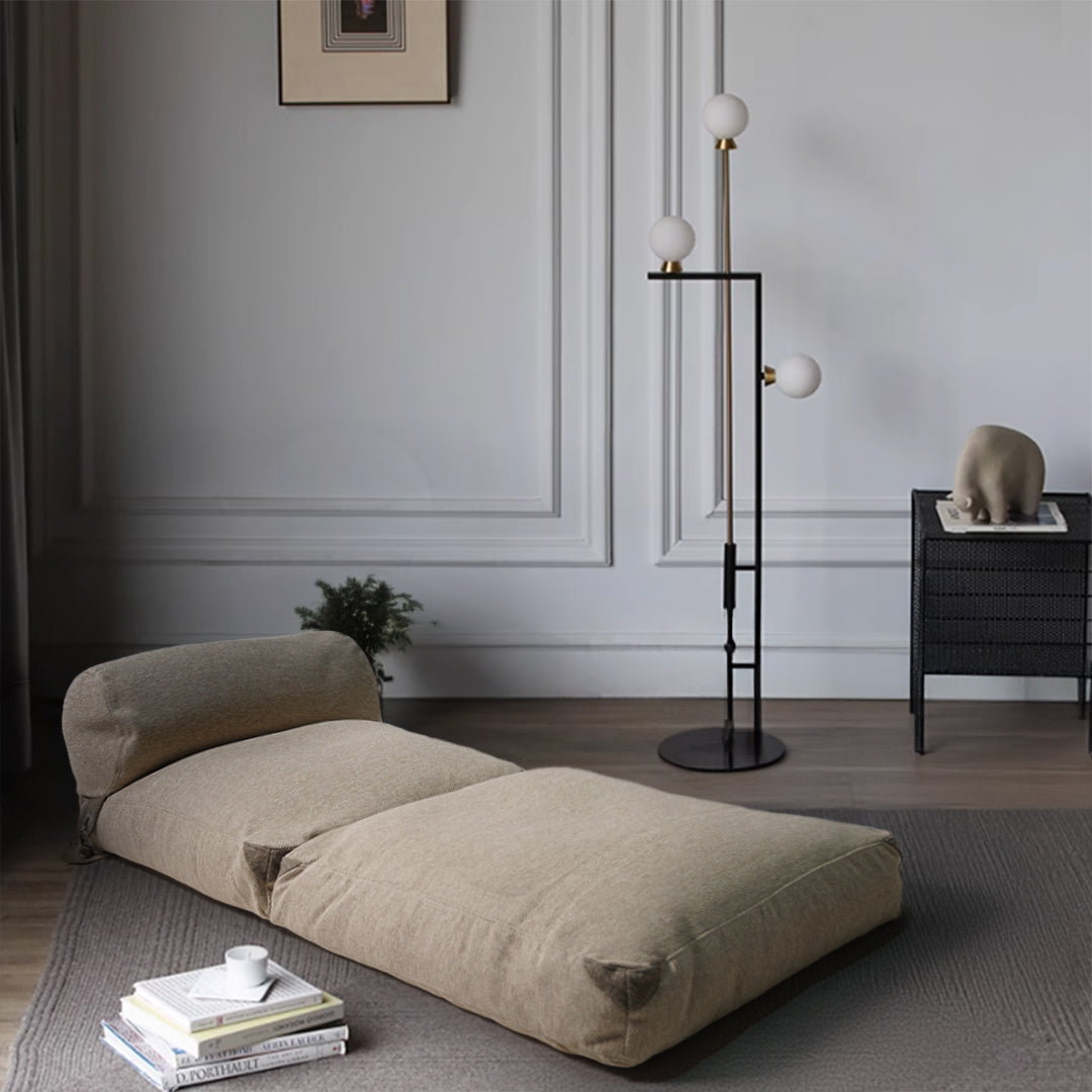 La-Concha brown and beige Sunproof 100% olefin bean bag by BEACON (LAZDG) with plush fabric and casual design.