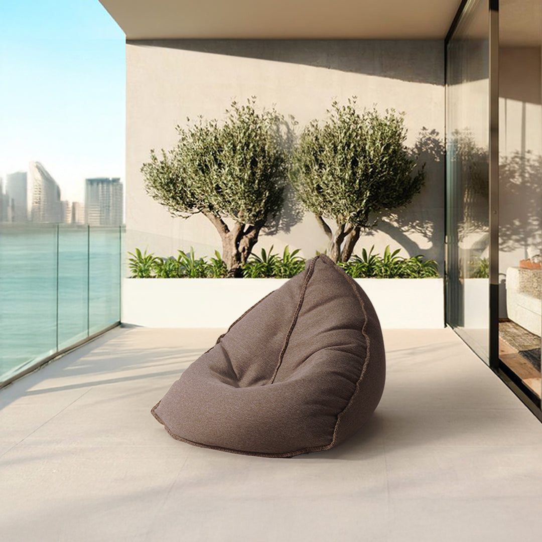 Brown La-Concha Sunproof 100% Olefin Bean Bag by BEACON, featuring soft fabric and casual design for outdoor relaxation.