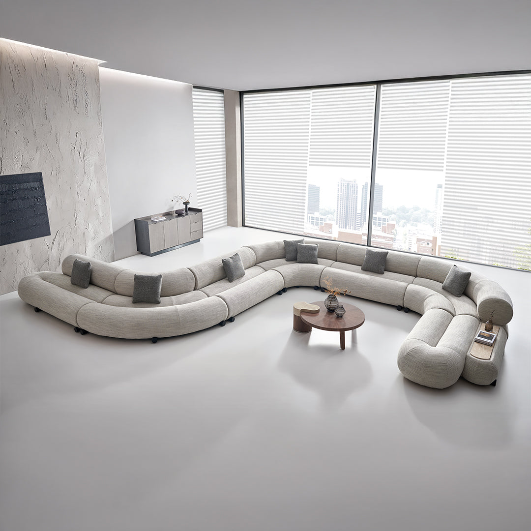 Laisi 90-degree corner sofa module with long back by BEACON, featuring modern design and comfortable seating for living rooms