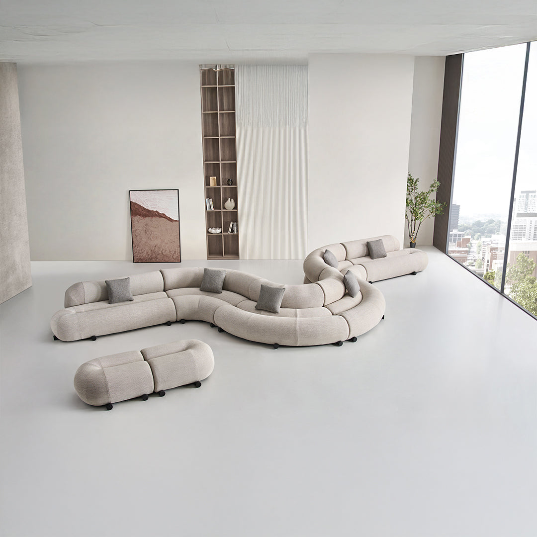 Laisi 90-degree corner sofa module with long back by BEACON, featuring plush cushions and modern design.