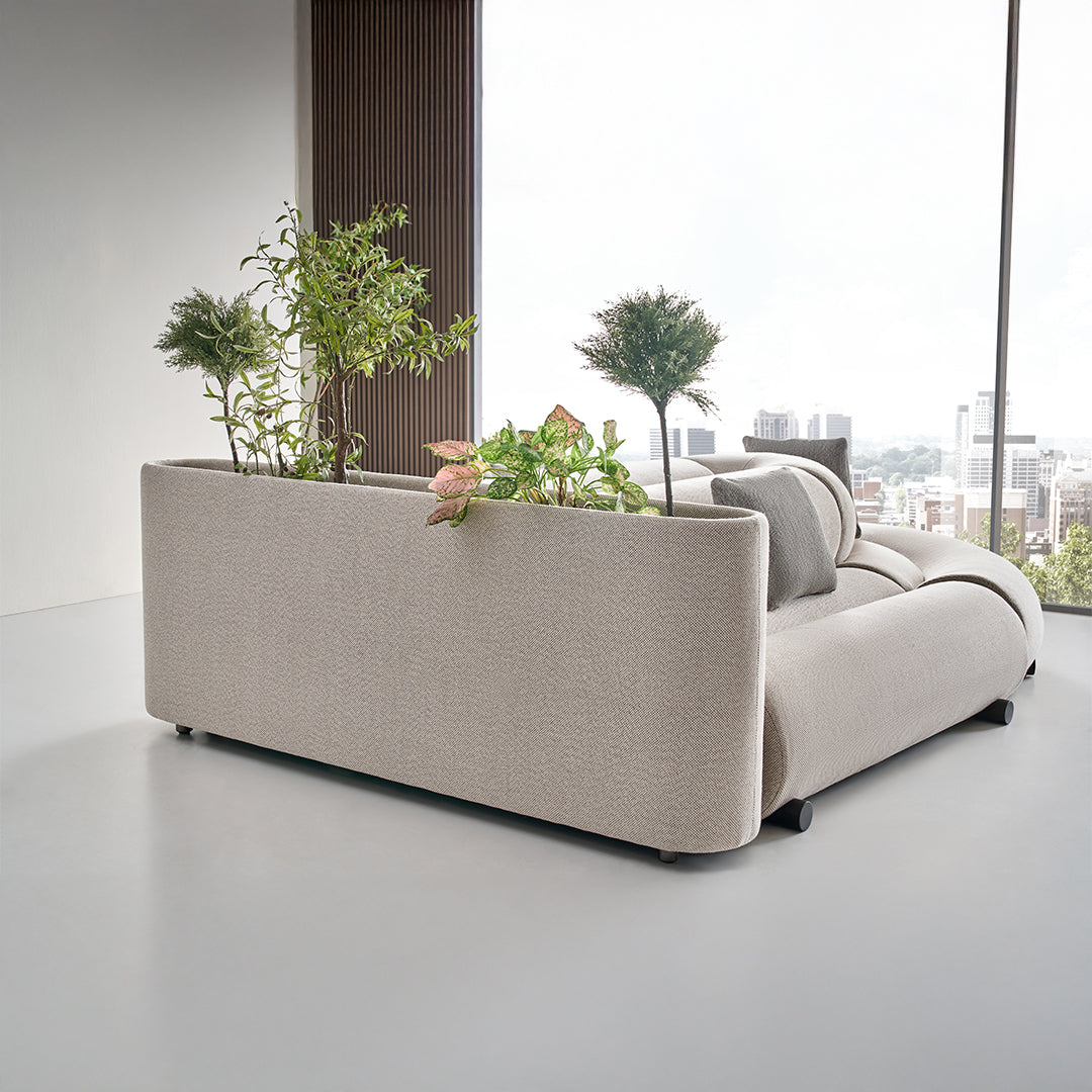 Laisi 90-degree corner sofa module with long back by BEACON, showcasing modern design and comfortable seating for living rooms.
