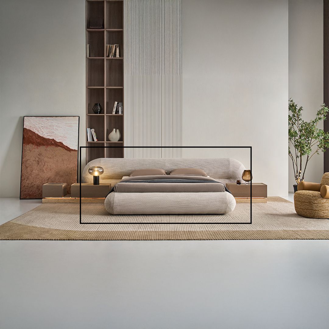 BEACON King Size Bed SF238 with sleek wooden frame and modern design, perfect for a spacious bedroom setting.