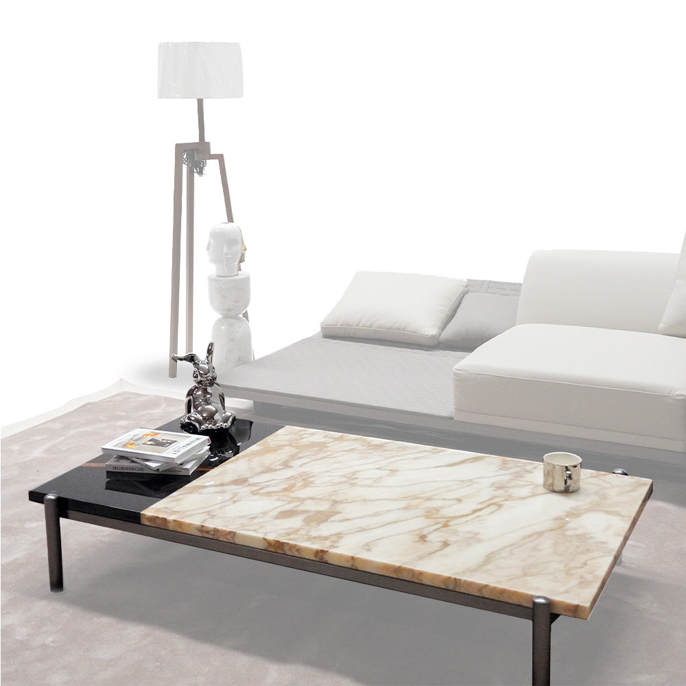 Black and gold Lauren coffee table by BEACON, featuring a sleek modern design with a sturdy tabletop and stylish metal legs.