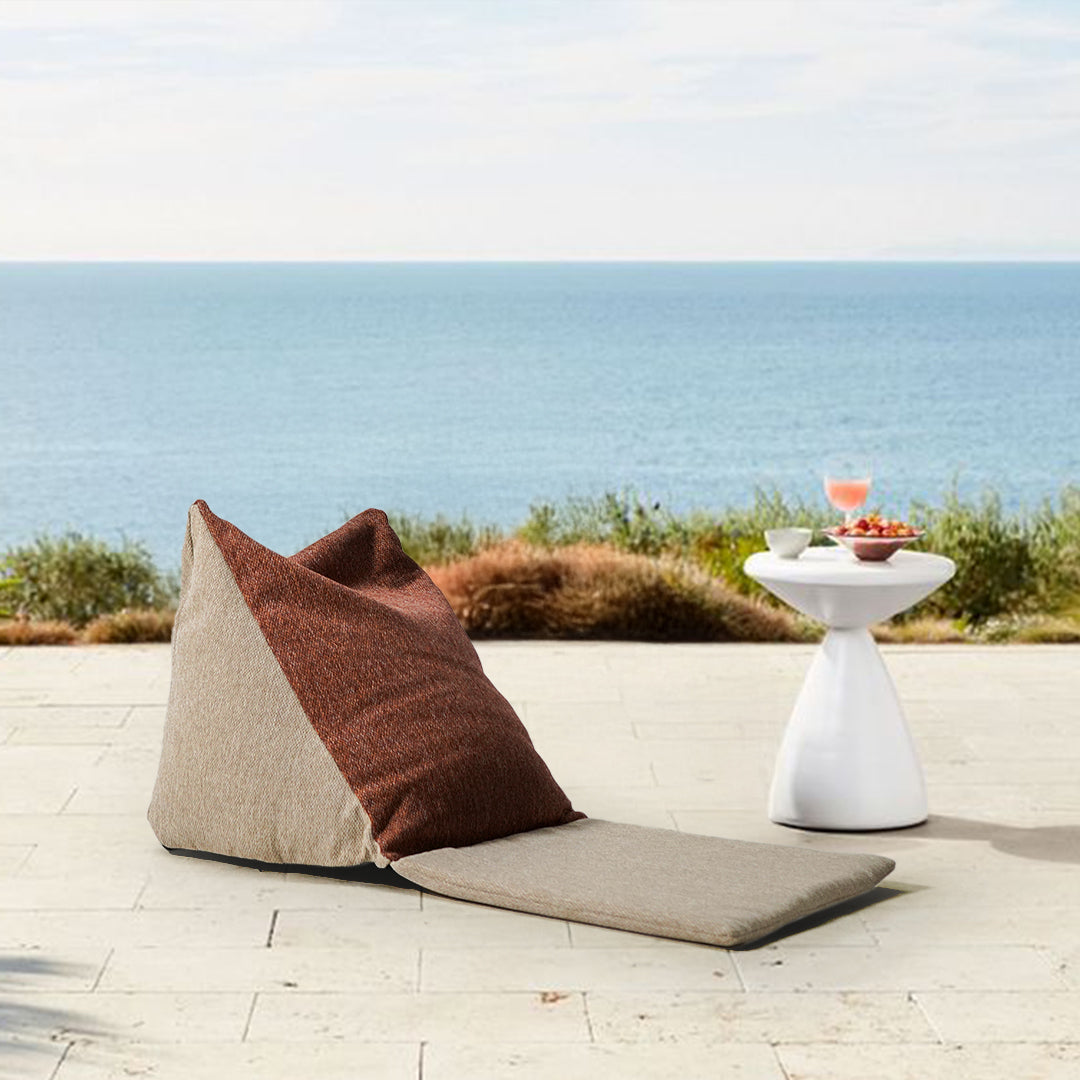Orange and beige sunproof BEACON bean bag, casual lounge seating with plush fabric and relaxed style.