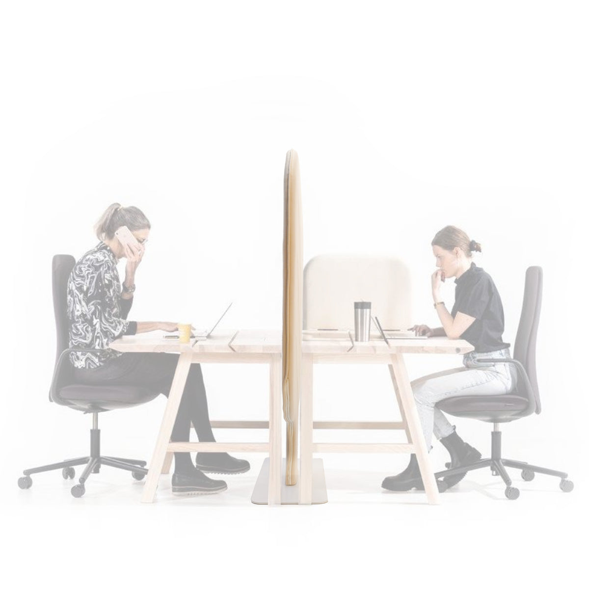 Beige Leaf Medium Office Screen Barrier by BEACON, designed for workspace privacy and separation.