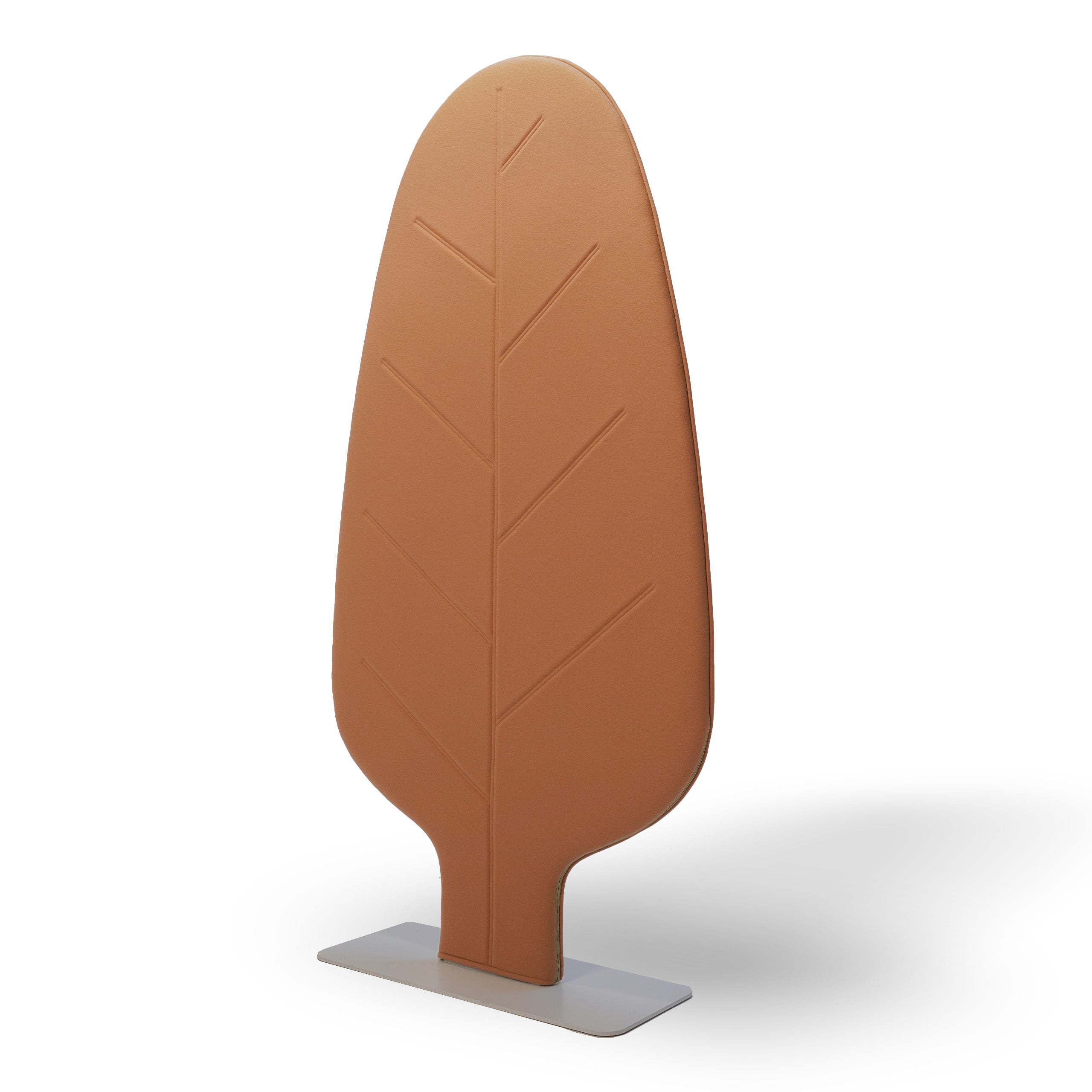Brown Leaf Tuba Office Barrier by BEACON, features leaf-shaped design for privacy and safety in workspace environments.