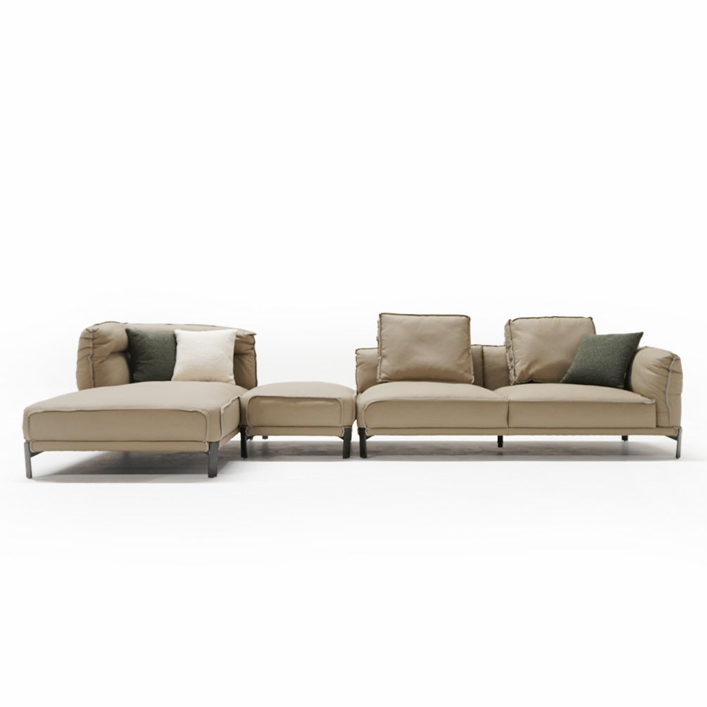 Leather High Rebound L shape Sponge Sofa K60 - Sofa - ebarza Furniture UAE | Shop Modern Furniture in Abu Dhabi & Dubai - مفروشات ايبازرا في الامارات | تسوق اثاث عصري وديكورات مميزة في دبي وابوظبي